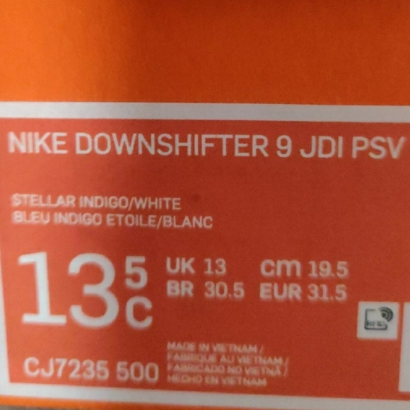 NIKE DOWNSHIFTER 9 JDI GSCOLOR STELAR INDIGO/WHITe - Picture 14 of 14